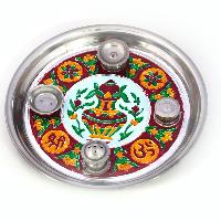 Meenakari Work Shubh Labh Fancy Kalash Pooja Thali 416