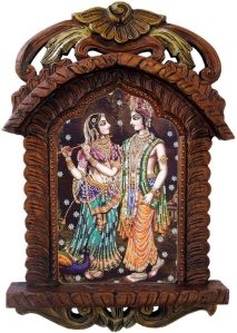 Radha Krishna Playing Flute Wooden Jharokha Gift 437