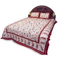 Royal Red Barmeri Pure Cotton Double Bed Sheet Set 359