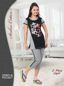 Ladies Night Suit with Capri