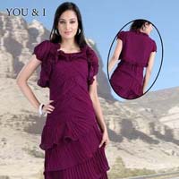 Ladies Stylish Pleated Long Dress