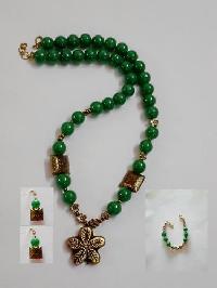 Green Beaded Necklace Set