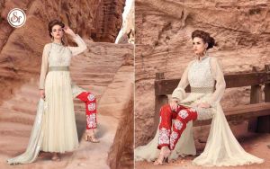 Super Fashion Cream Color Straight Suit-567