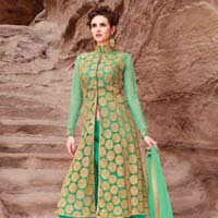 Super Fashion Turquoise Color Straight Suit