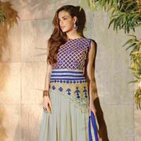 Super Pattern Blue & Gray Color Anarkali Suit