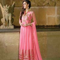 Super Pattern Pink Color Anarkali Suit