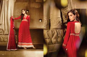 Super Pattern Red Color Anarkali Suit