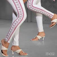 white Velly Side Peinted  Lycra Legging