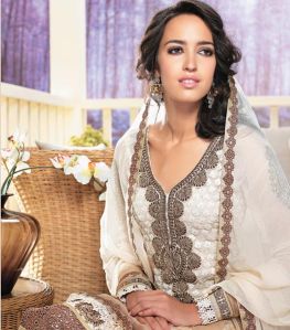 Designer Zari Resham Embroidered Dress