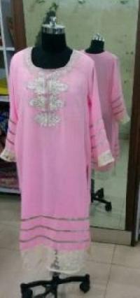 Designer Long Embroidered Kurti With Lace