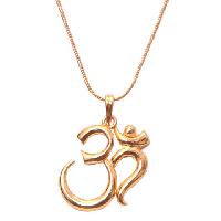 Long Om Shape Gold Plated Pendant