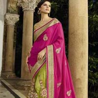 Precious Pink & Parrot Green Saree