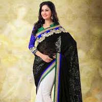 Dazzling Black & Off White Designer Saree