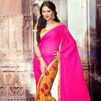 Orange & Pink Designer Saree