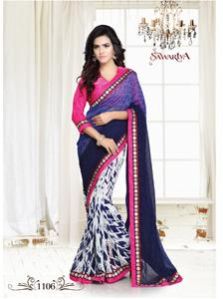 Tantalizing Blue & Off White Designer Sarees