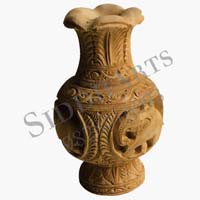 Wooden Carved Flower Vase