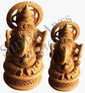 WOODEN CARVED GANESHA STATUE