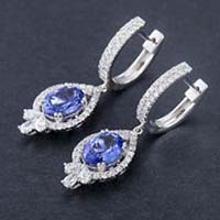 CZ 925 Silver Plated Sapphire Earrings