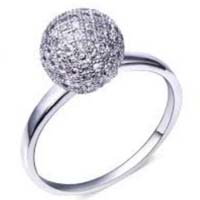 CZ 925 SIlver Plated Round Top Ring