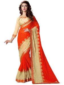 Orange Colour Marble Party Wear Saree