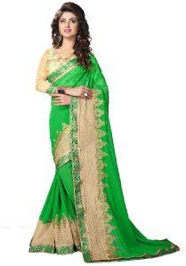 Parrot Green Colour Marble Party Wear Saree