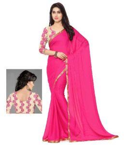 Pink Colour Chiffon Fancy Saree