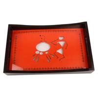 Warli Folk Art Orange Tray