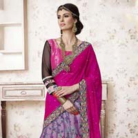 purple coloured designer thread lehanga