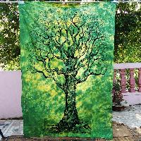 Tree Of life Green Indian Mandala Tapestry Wall Hanging