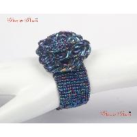 Fashion Bracelets - Flower inspired blue metallic beads