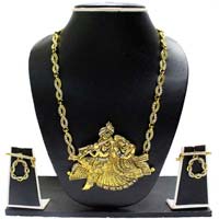 Zaveri Pearls Radha Krishna Temple Necklace Set