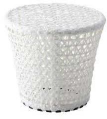 White Cane Round Stool