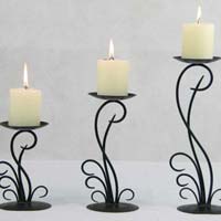 WROUGHT IRON FLOOR CANDLE HOLDER