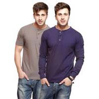 Mens Button Neck T Shirts