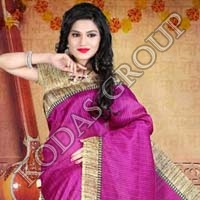 Pink Bhagalpuri Silk Saree