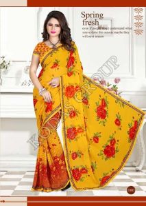 Yello Floral Printed Saree