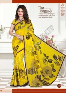 Yellow Printed Saree