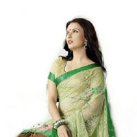 FS1290 Rasal Braso Embrodary Work Green Saree