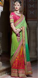 Yellow Designer Embroidered Ethnic Party Wear Saree