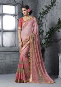 PINK DESIGNER DIGITAL PRINTED PARTY WEAR SAREE