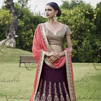 Wine Color Designer Embroidered Bridal Lehenga