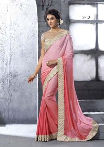 DESIGNER DIGITAL PRINTED PINK PARTY WEAR SAREE