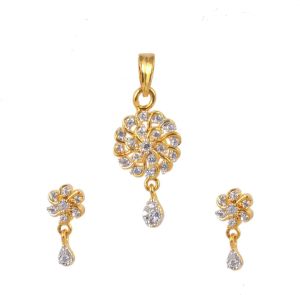 American Diamond Stunning Pendant With Earring Set