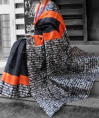 silk block printed sarees