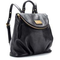 Plain Black Leather Backpack Bag