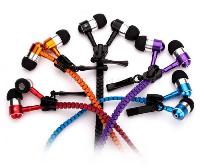 Zipper Earbuds Wired Earphones With Mic Asorted Color