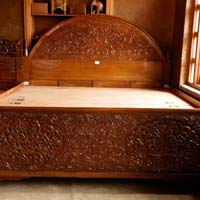 Walnut Wood Handcrafted Bed