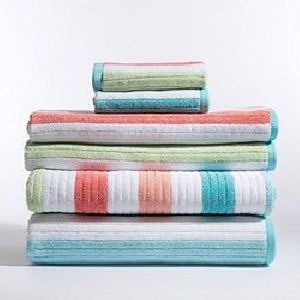 Multi Colored Striped Bath Towels