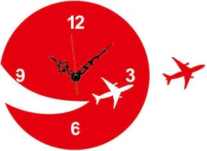 Laser Cut Airplain Designer Wall Clock Sticker -LaserCraftStore