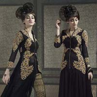 black Color Pure Banarasi Designer Suit